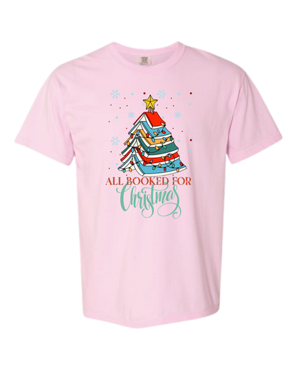 All Booked For Christmas - Comfort Colors - Heavyweight Unisex Tee - Pinks, Purples