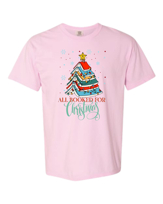 All Booked For Christmas - Comfort Colors - Heavyweight Unisex Tee - Pinks, Purples