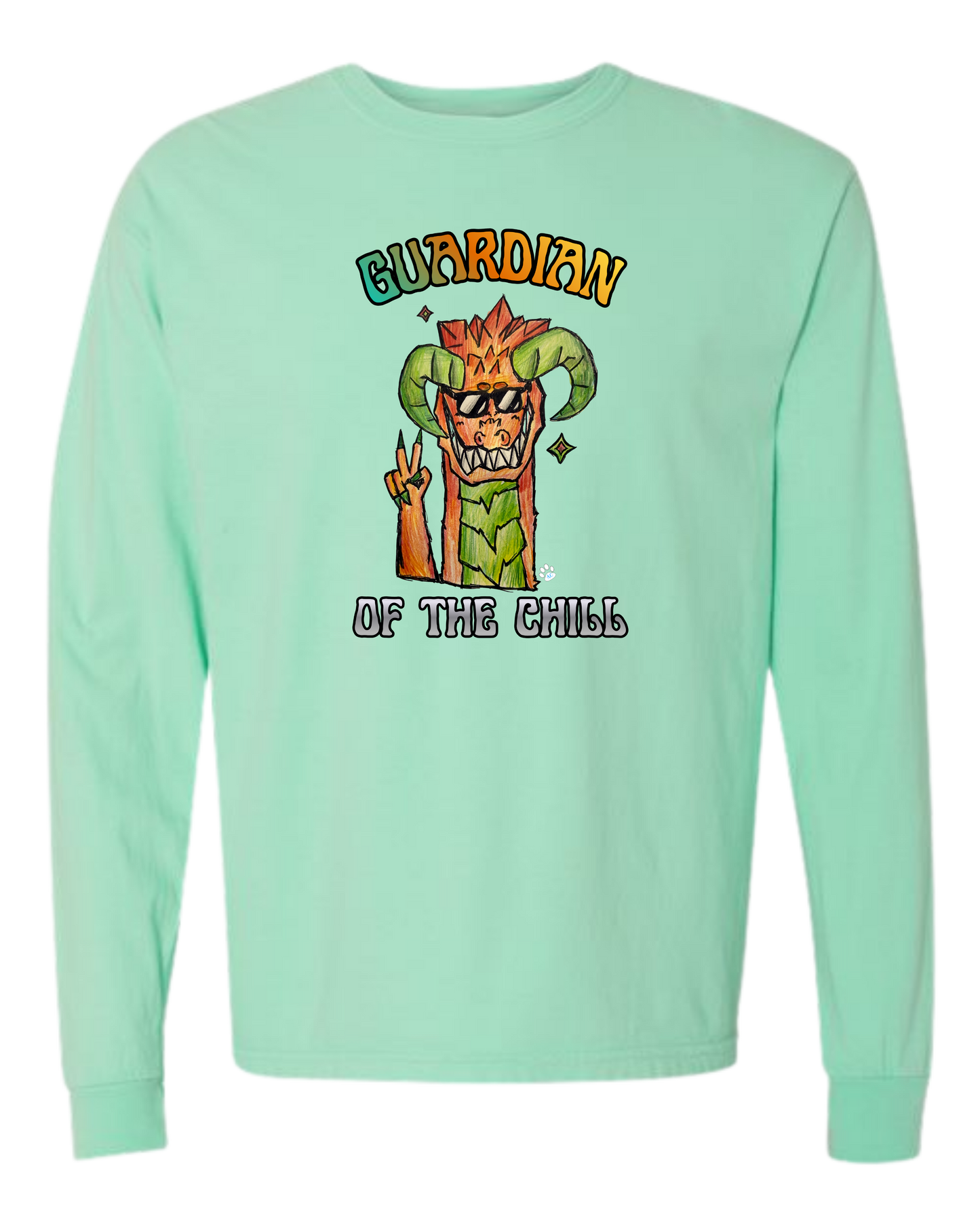 Guardian of The Chill - Comfort Colors - Heavyweight Long Sleeve Tee - Blues & Greens