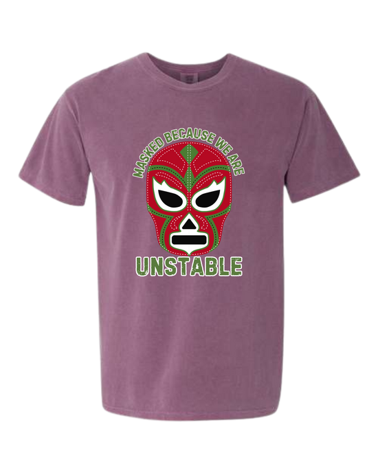 Masked Because We Are Unstable - Comfort Colors - Heavyweight Unisex Tee - Pinks & Purples