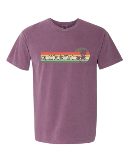 On Island Time - Comfort Colors - Heavyweight Unisex Tee - Pinks & Purples