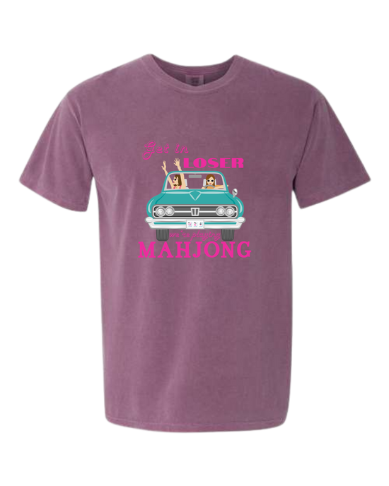 Get in Loser We're Playing Mahjong - Comfort Colors - Heavyweight Unisex Tee - Pinks & Purples