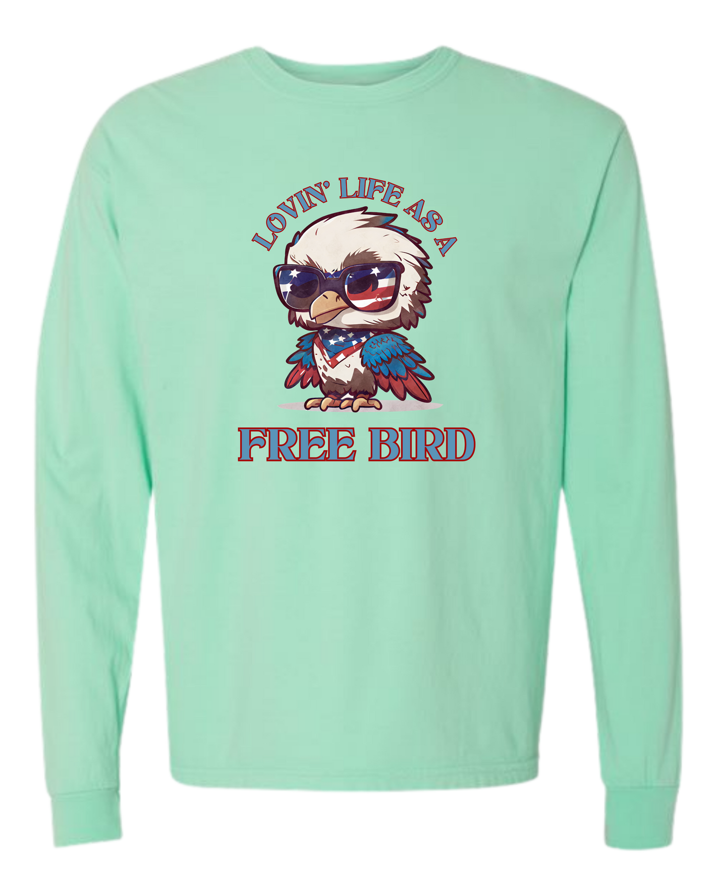 Lovin' Life as a Free Bird - Comfort Colors - Heavyweight Long Sleeve Tee - Blues & Greens