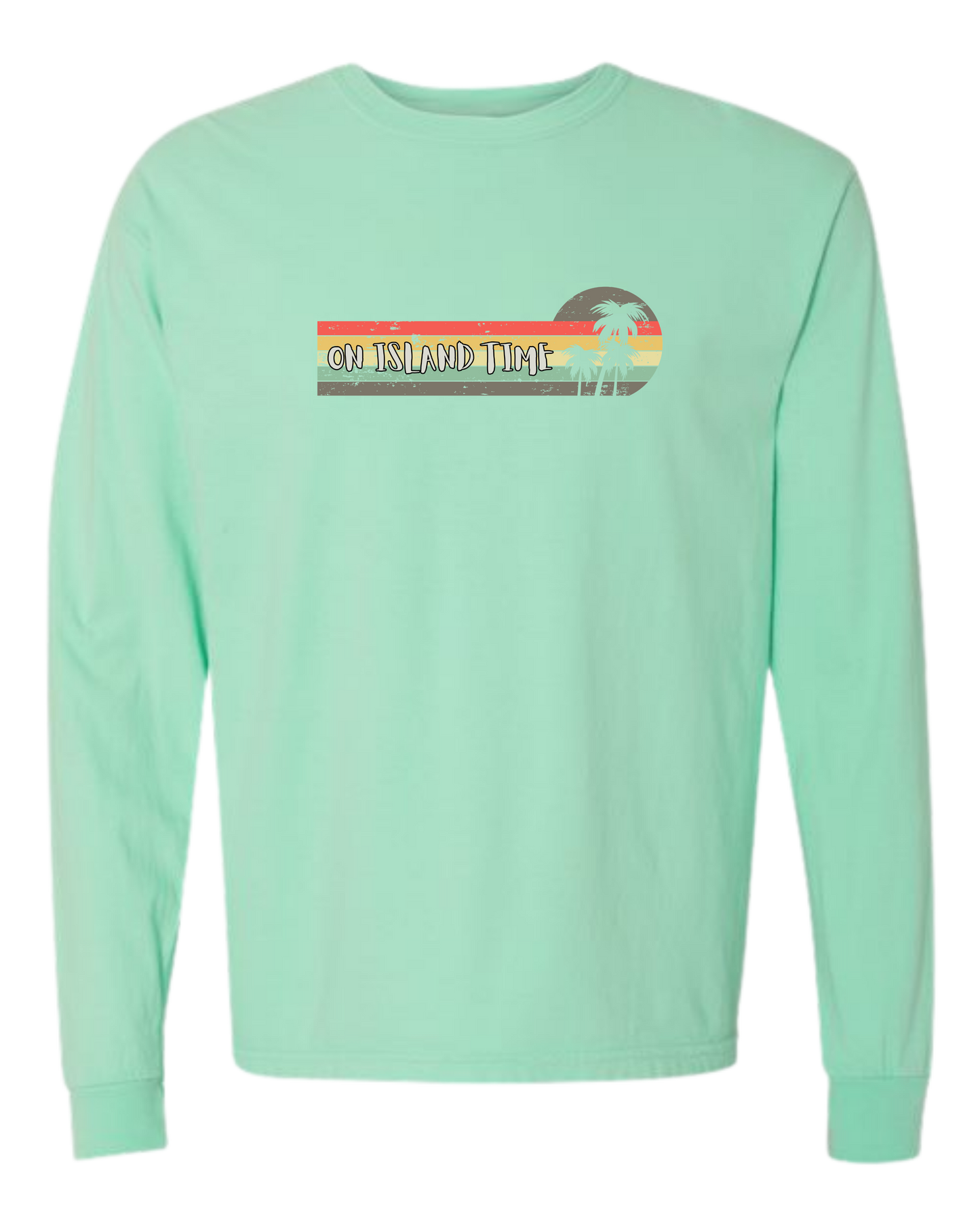 On Island Time - Comfort Colors - Heavyweight Long Sleeve Tee - Blues & Greens