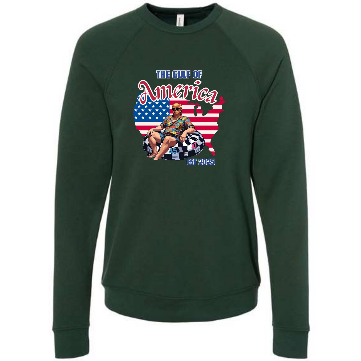 The Gulf of America - Sponge Fleece Raglan Sweatshirt - Blues, Greens, Purple, and Black