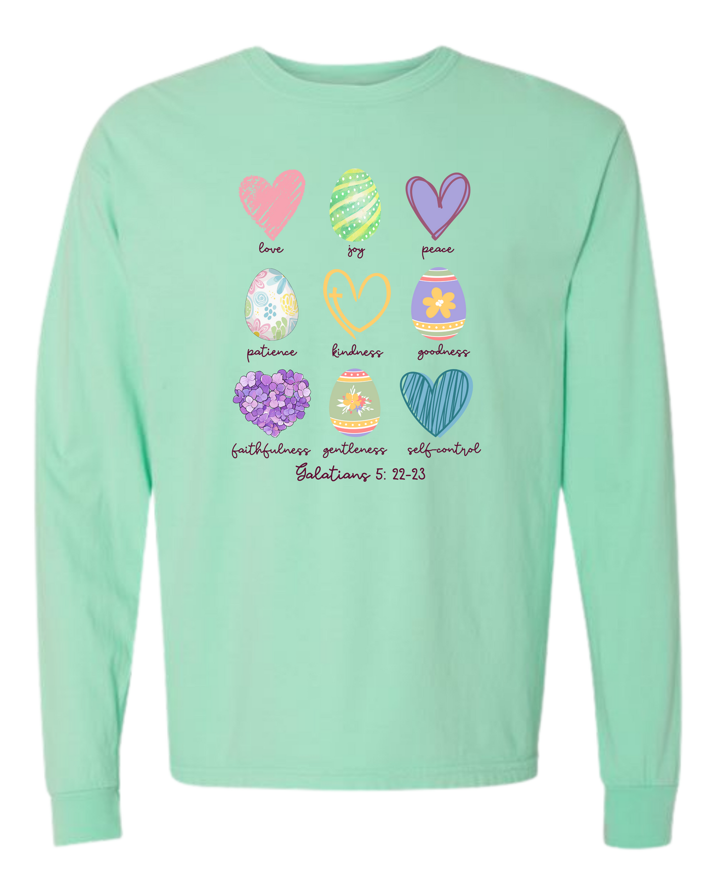 Galatians 5 - Easter - Comfort Colors - Heavyweight Long Sleeve Tee - Blues & Greens