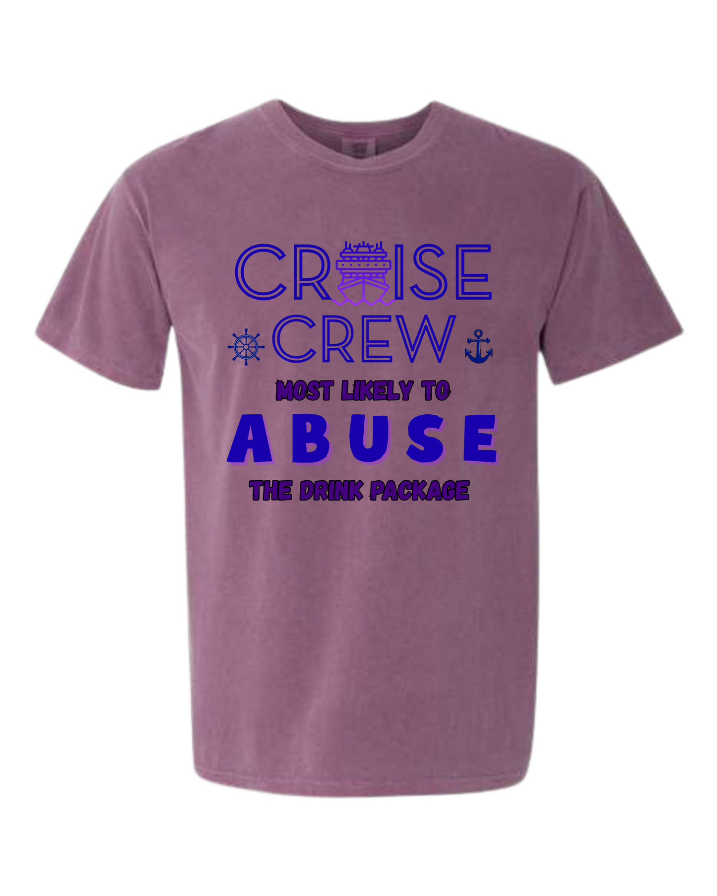 Cruise Crew Most Likely to Abuse the Drink Package - Comfort Colors - Heavyweight Unisex Tee - Pinks & Purples