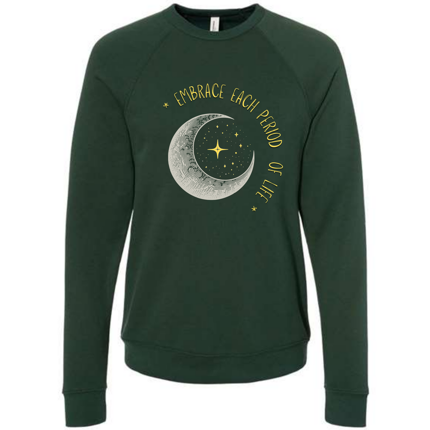 Embrace Each Period of Life - Sponge Fleece Raglan Sweatshirt - Blues, Greens, Purple, and Black