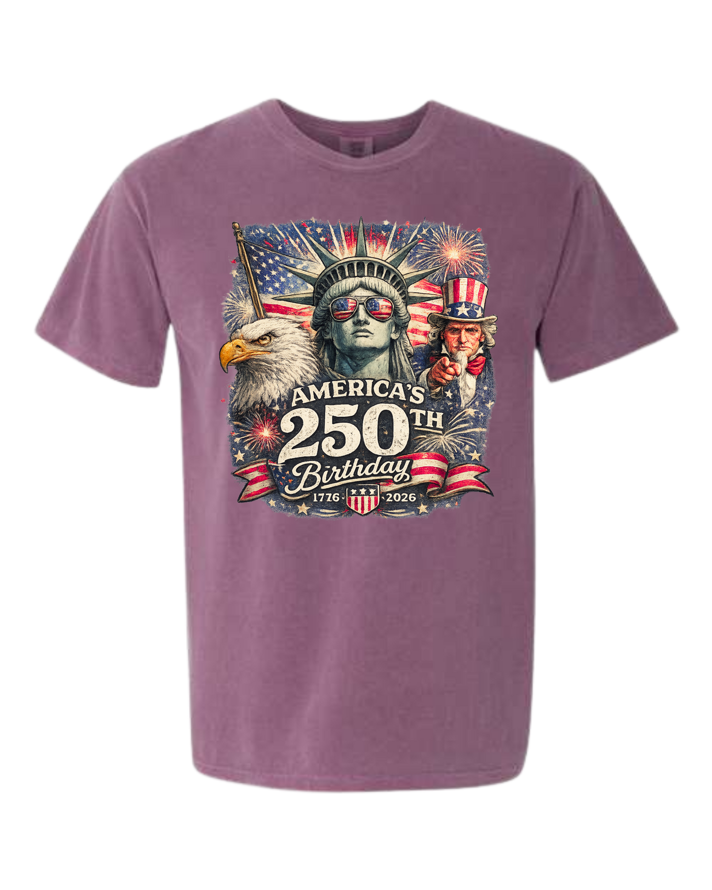 America's 250th Birthday - Comfort Colors - Heavyweight Unisex Tee - Pinks & Purples
