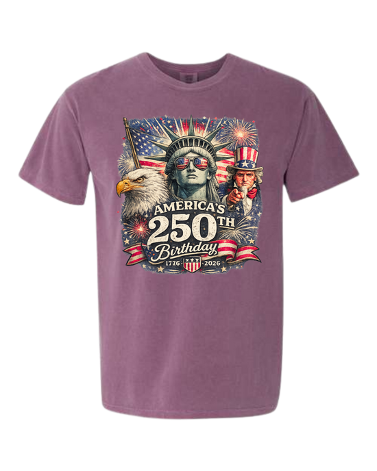 America's 250th Birthday - Comfort Colors - Heavyweight Unisex Tee - Pinks & Purples