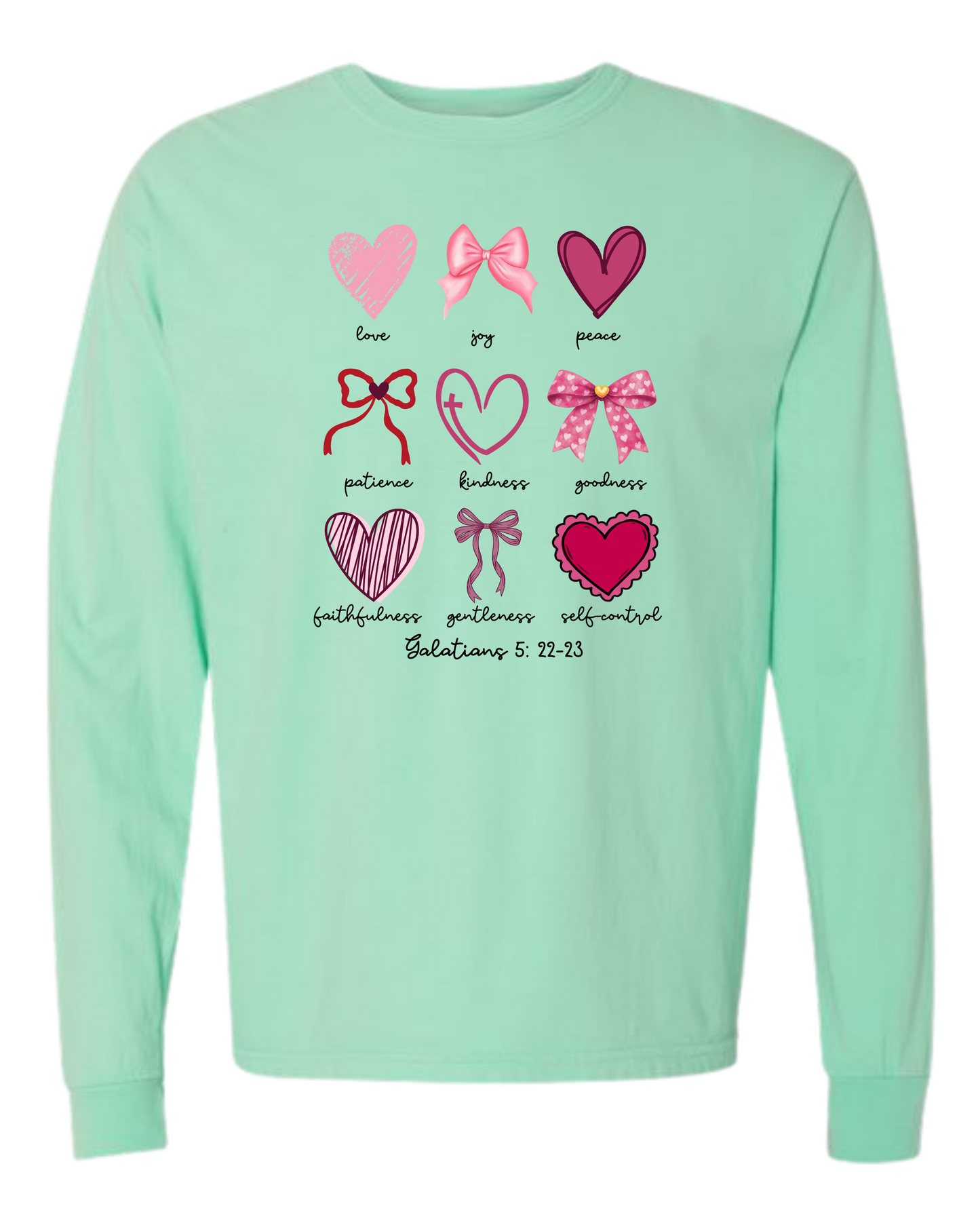 Galatians 5 - Valentines - Comfort Colors - Heavyweight Long Sleeve Tee - Blues & Greens