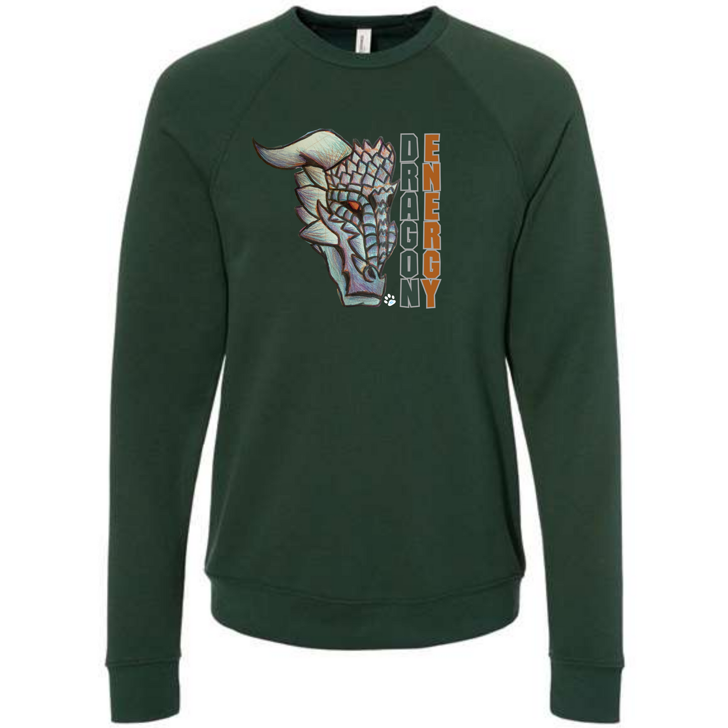 Dragon Energy - Sponge Fleece Raglan Sweatshirt - Blues, Greens, Purple, and Black