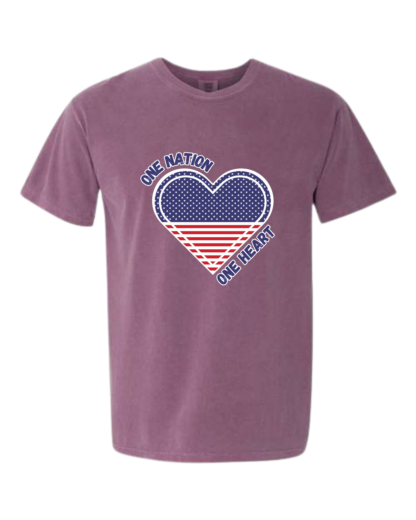 One Nation One Heart - Comfort Colors - Heavyweight Unisex Tee - Pinks & Purples