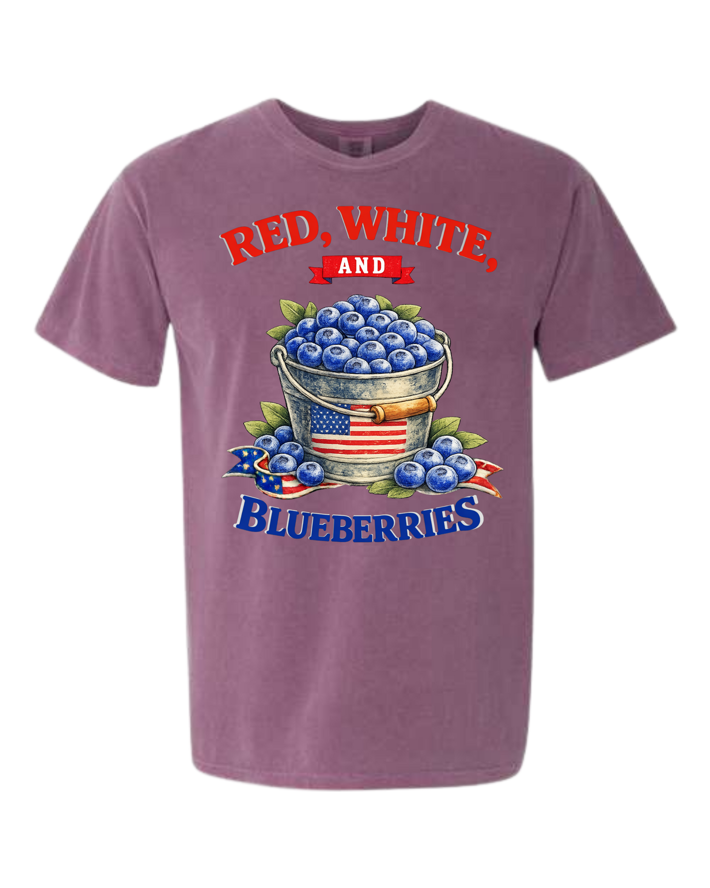 Red, White, And Blueberries - Comfort Colors - Heavyweight Unisex Tee - Pinks & Purples