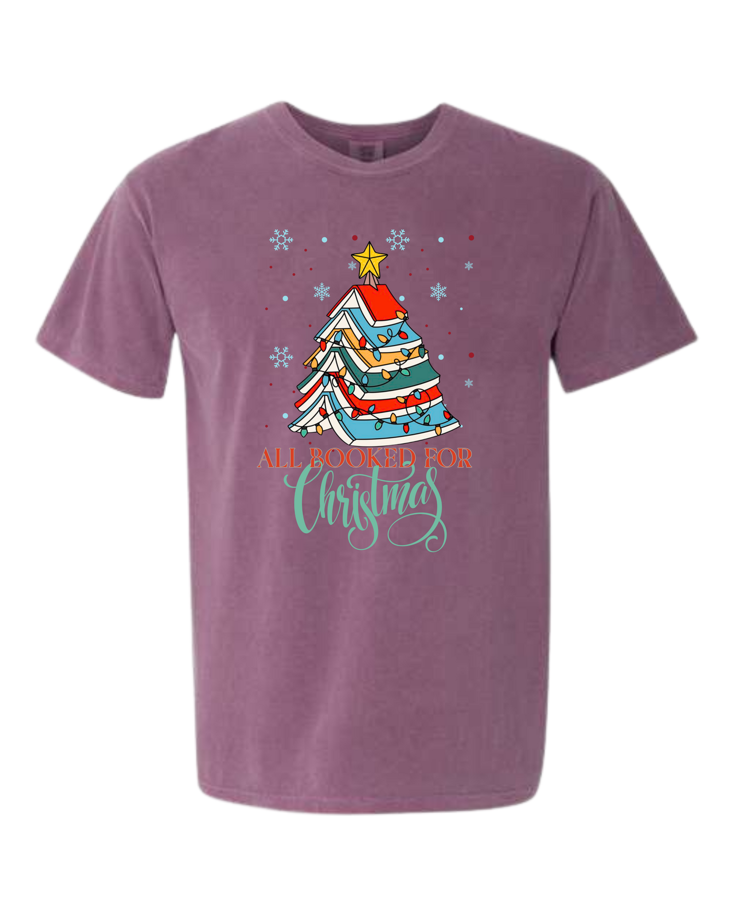 All Booked For Christmas - Comfort Colors - Heavyweight Unisex Tee - Pinks, Purples