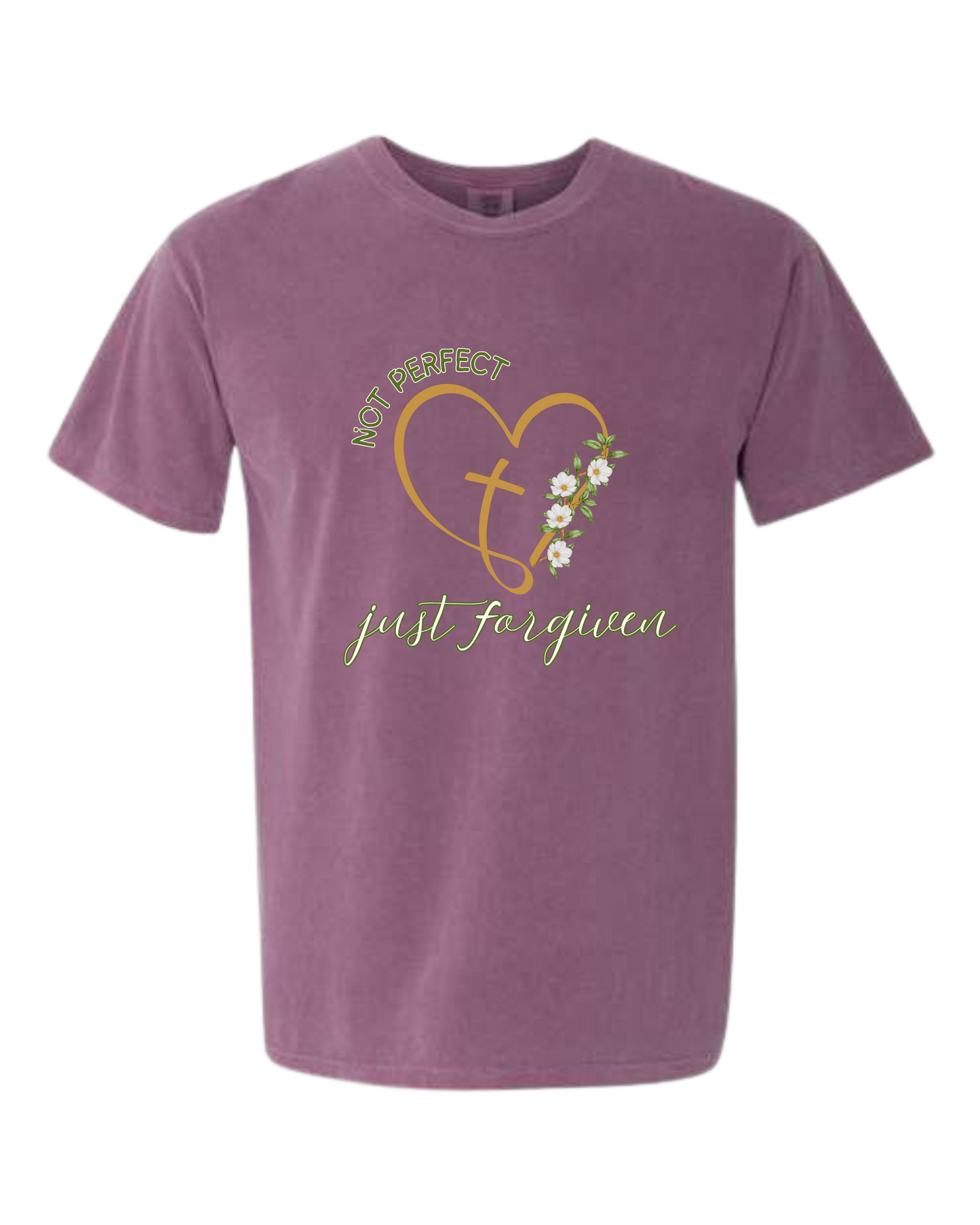 Not Perfect Just Forgiven - Comfort Colors - Heavyweight Unisex Tee - Pinks & Purples