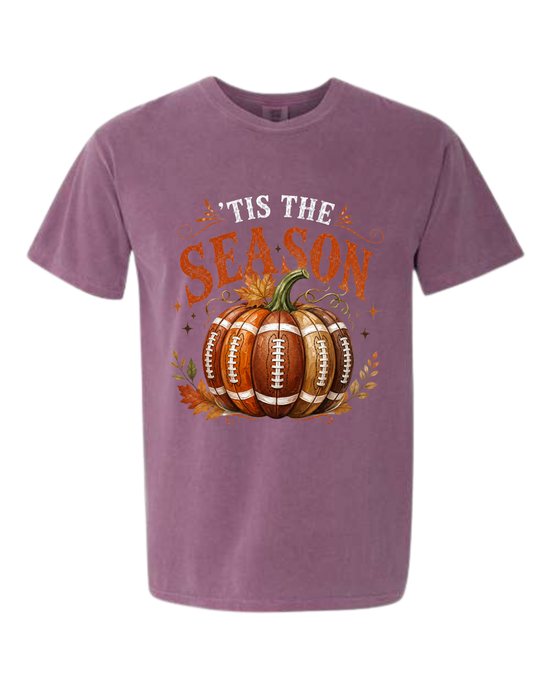 'Tis Football Season - Comfort Colors - Heavyweight Unisex Tee - Pinks & Purples