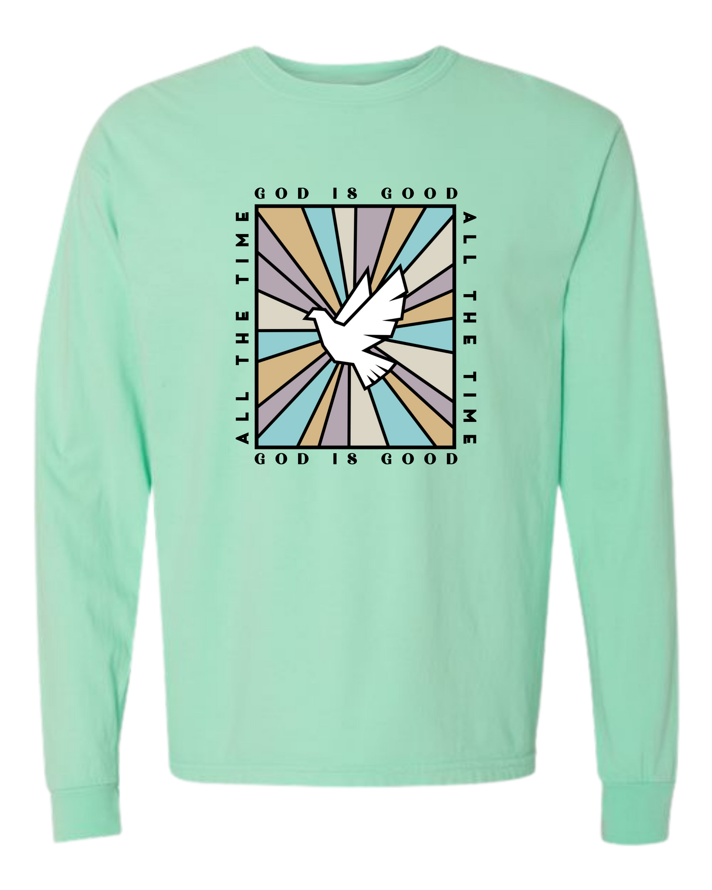 God Is Good - Comfort Colors - Heavyweight Long Sleeve Tee - Blues & Greens