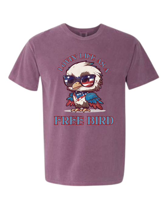 Lovin' Life as a Free Bird - Comfort Colors - Heavyweight Unisex Tee - Pinks & Purples