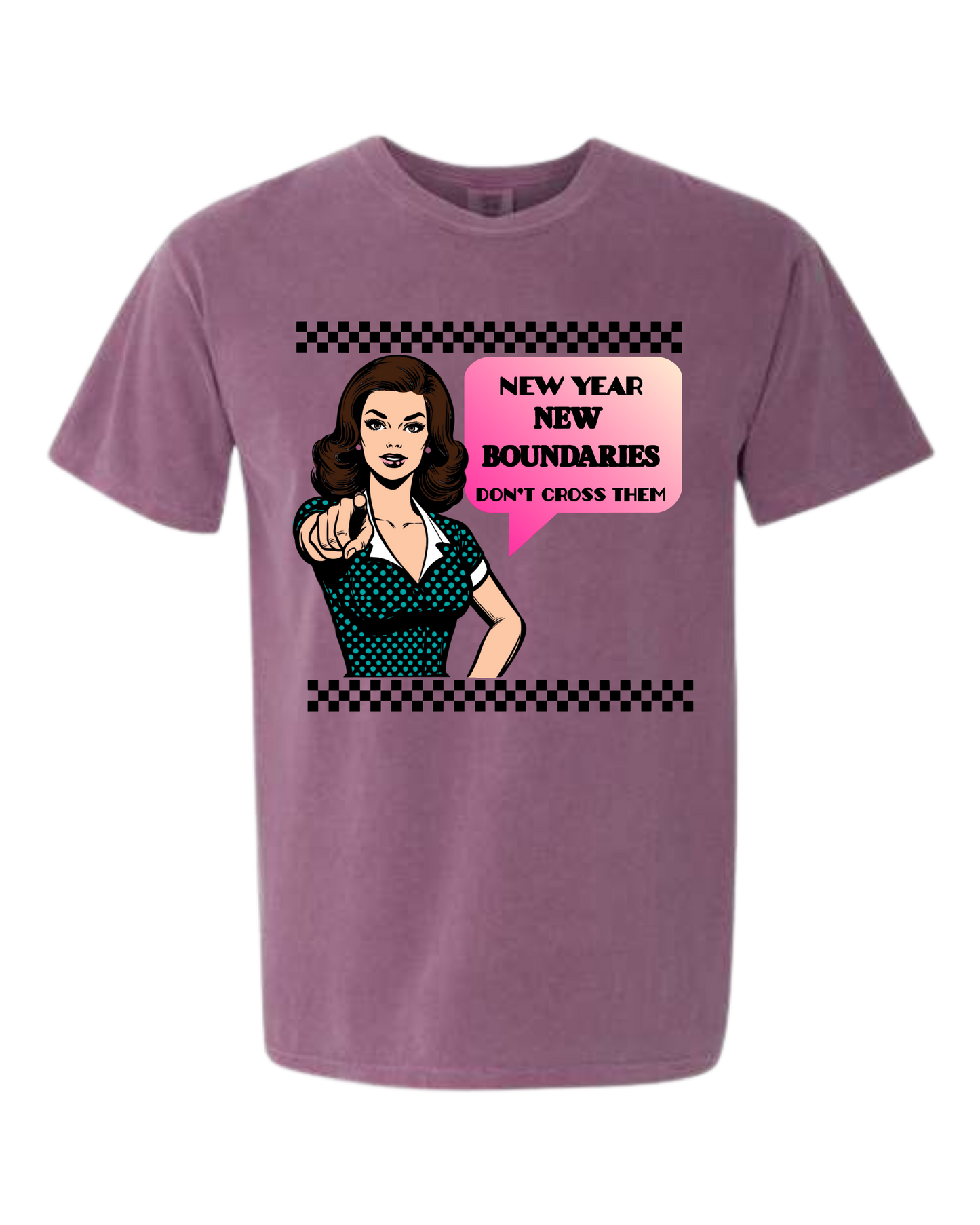 New Year New Boundaries - Comfort Colors - Heavyweight Unisex Tee - Pinks, Purples