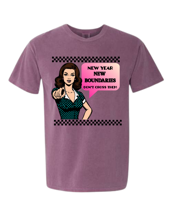 New Year New Boundaries - Comfort Colors - Heavyweight Unisex Tee - Pinks, Purples