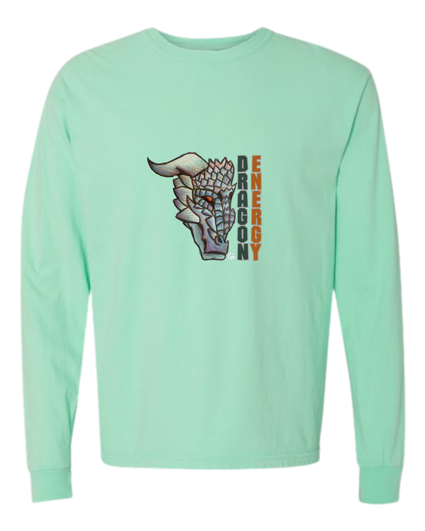 Dragon Energy - Comfort Colors - Heavyweight Long Sleeve Tee - Blues & Greens