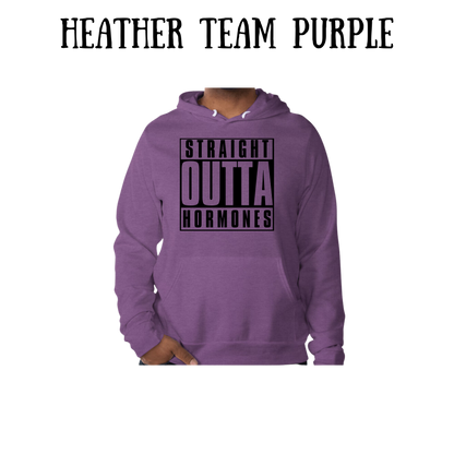 straight outta hormones - sponge fleece hoodie - blues, purples