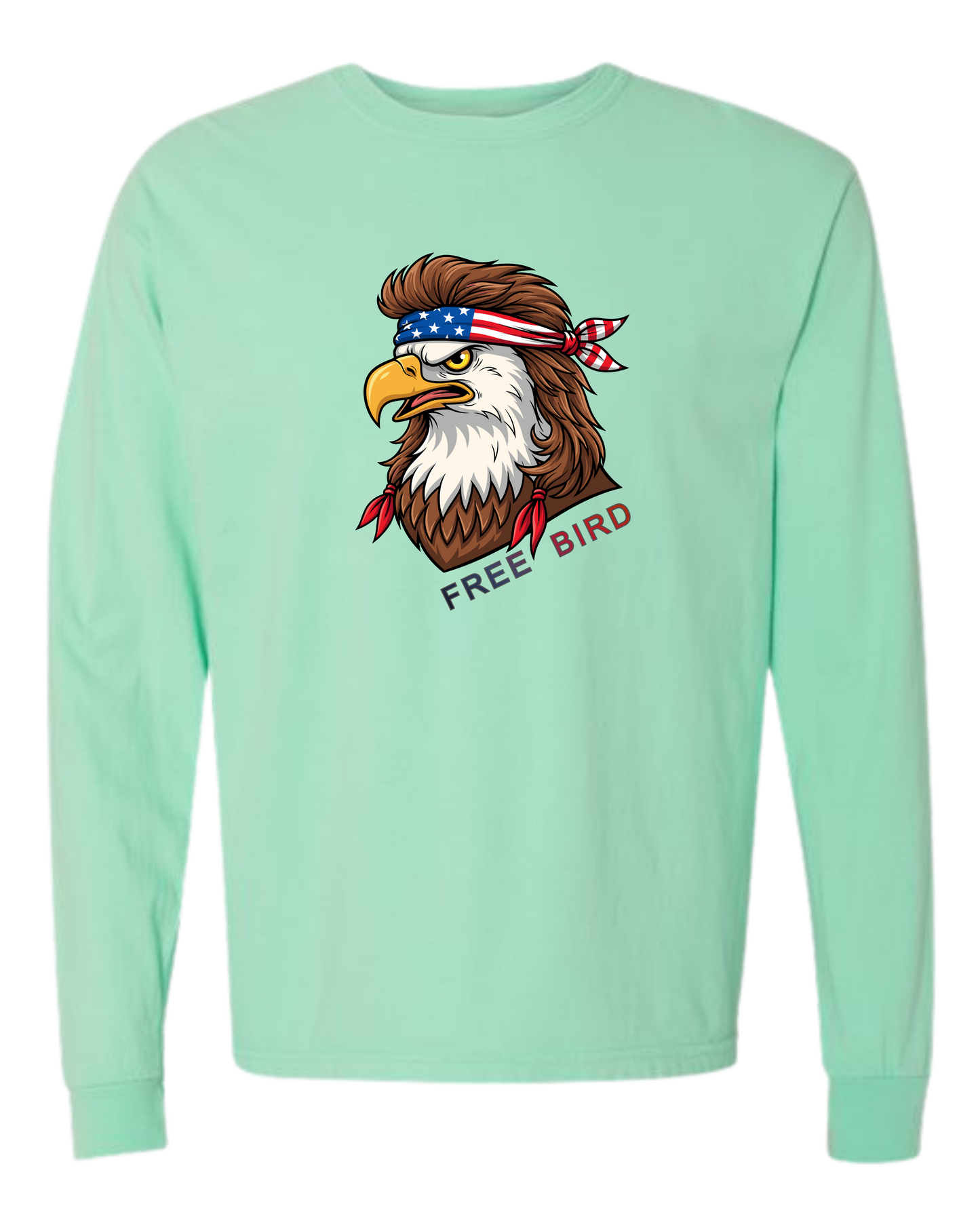 Rockin Free Bird - Comfort Colors - Heavyweight Long Sleeve Tee - Blues & Greens