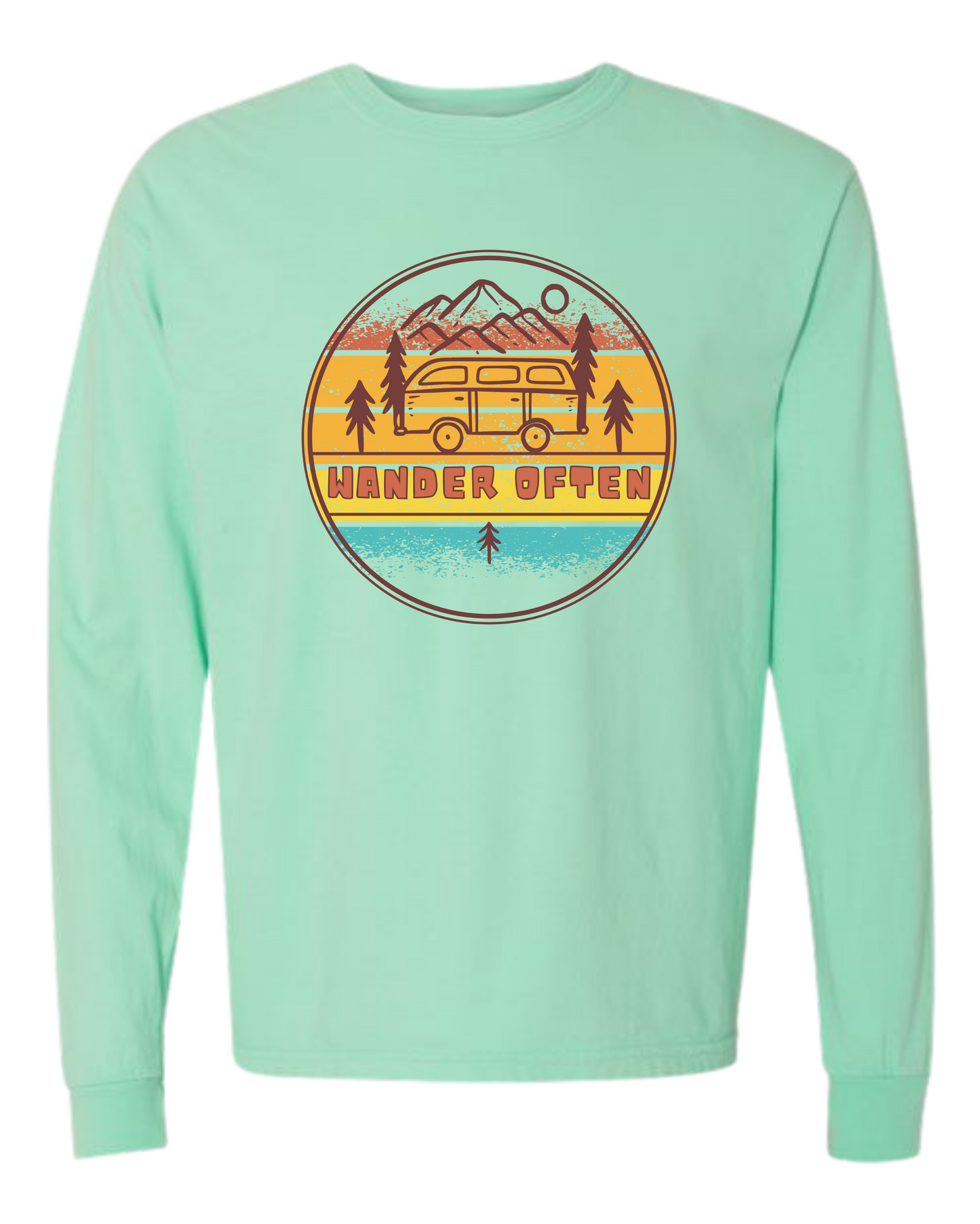 Wander Often - Comfort Colors - Heavyweight Long Sleeve Tee - Blues & Greens