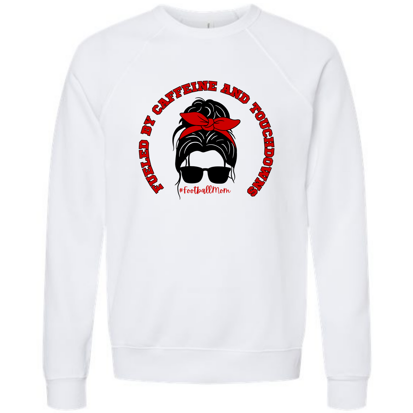 Football Moms Fueled By Caffeine and Touchdowns - Sponge Fleece Raglan Sweatshirt - Greens, Neutrals