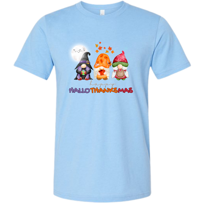 Happy HalloThanksMas Gnomes - Unisex Tee - Blues