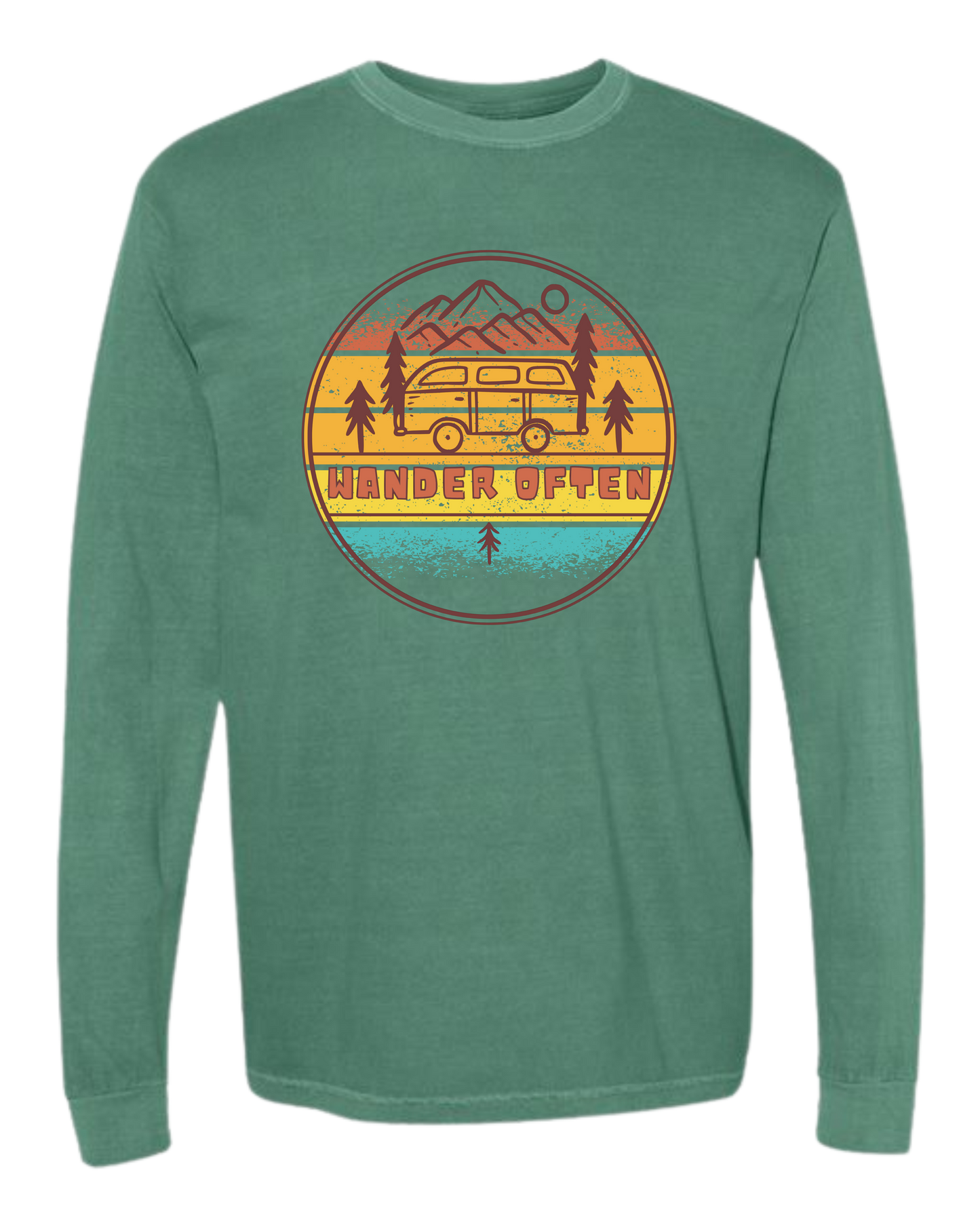 Wander Often - Comfort Colors - Heavyweight Long Sleeve Tee - Blues & Greens
