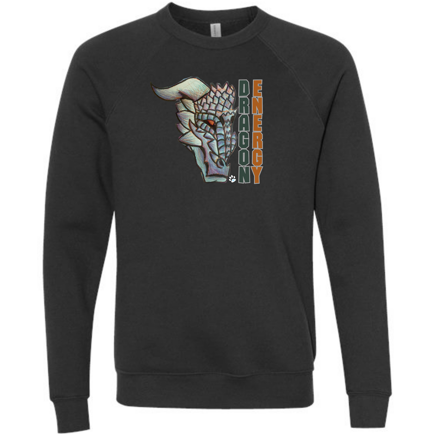Dragon Energy - Sponge Fleece Raglan Sweatshirt - Blues, Greens, Purple, and Black