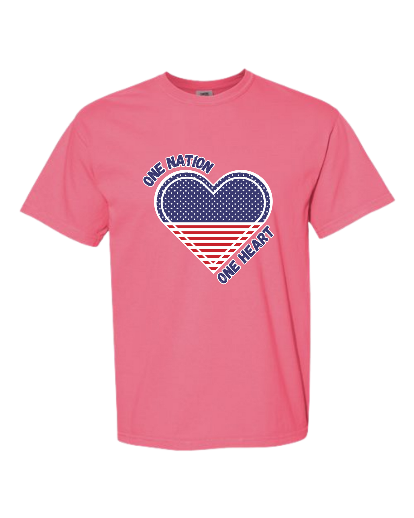 One Nation One Heart - Comfort Colors - Heavyweight Unisex Tee - Pinks & Purples