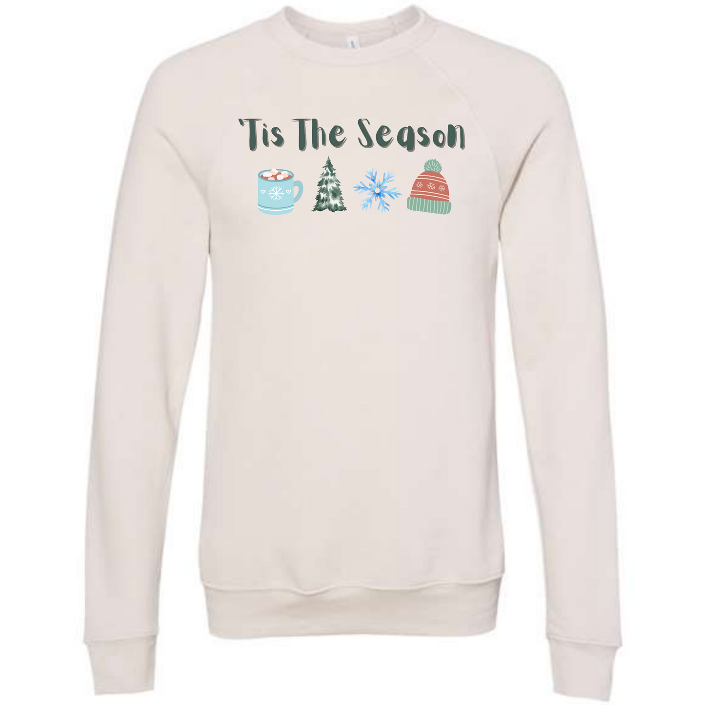 'Tis The Season - Winter - Sponge Fleece Raglan Sweatshirt - Greens, Neutrals