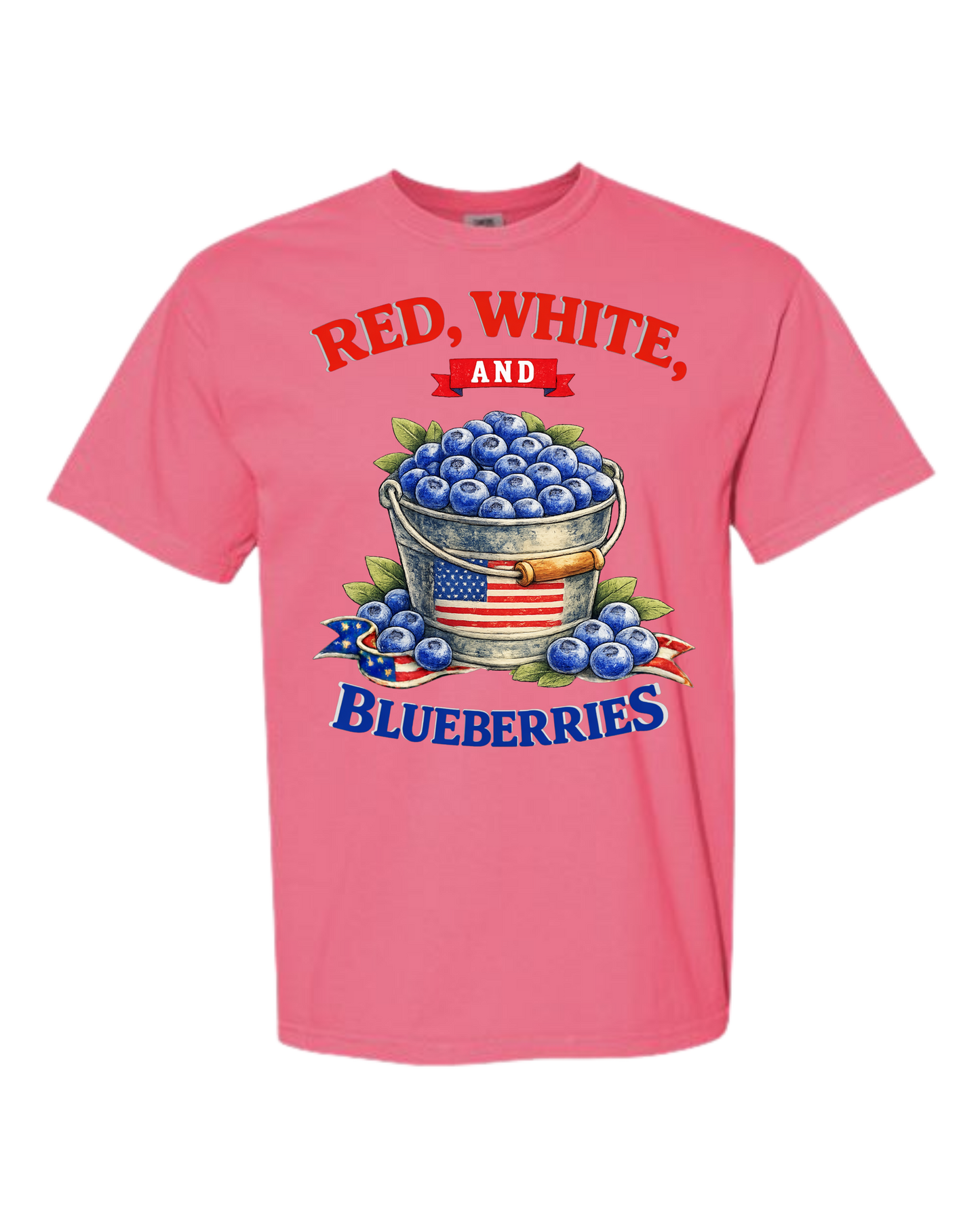 Red, White, And Blueberries - Comfort Colors - Heavyweight Unisex Tee - Pinks & Purples