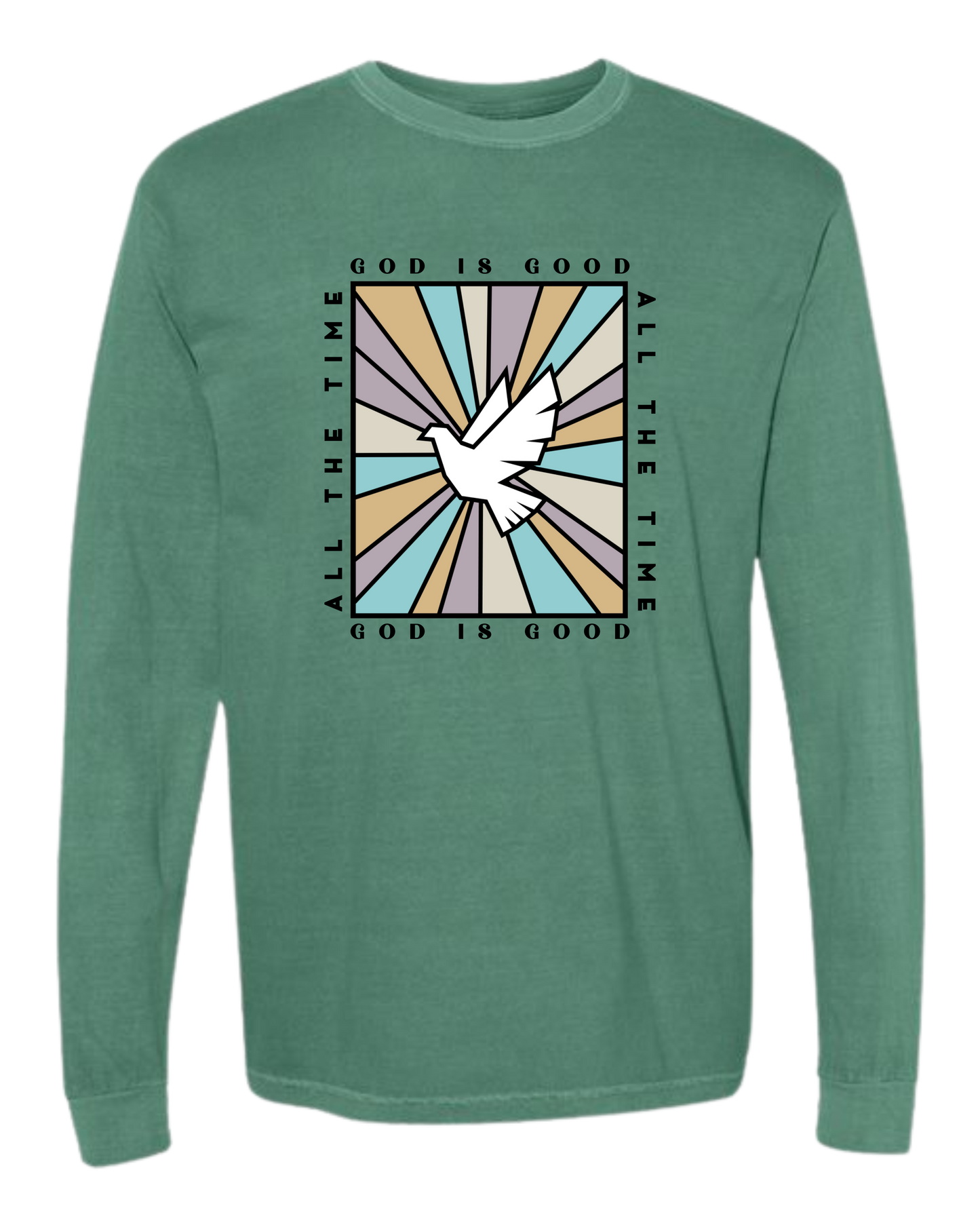 God Is Good - Comfort Colors - Heavyweight Long Sleeve Tee - Blues & Greens