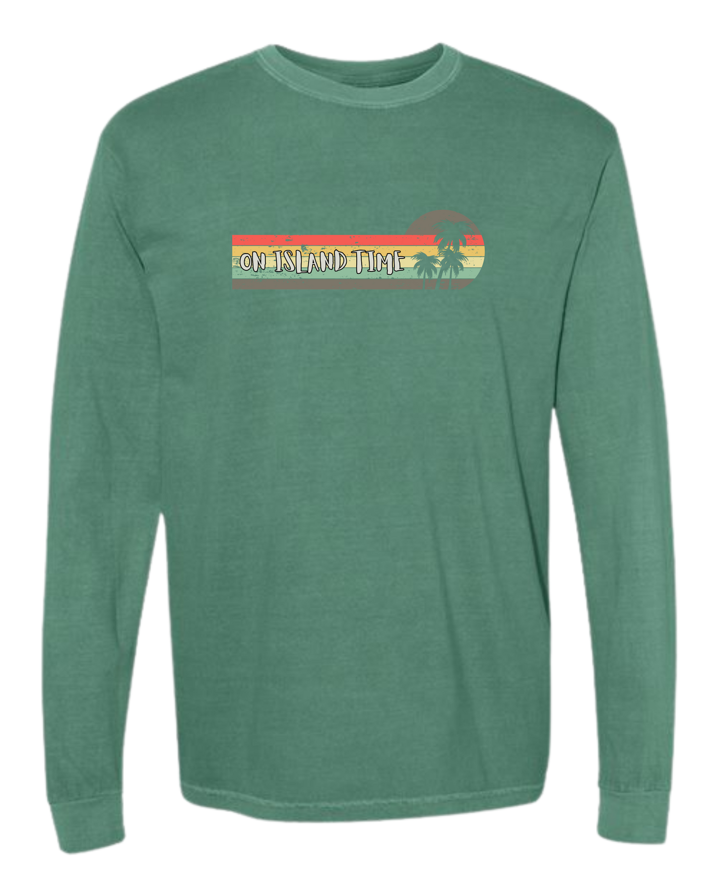 On Island Time - Comfort Colors - Heavyweight Long Sleeve Tee - Blues & Greens
