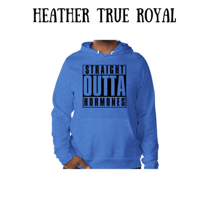 straight outta hormones - sponge fleece hoodie - blues, purples