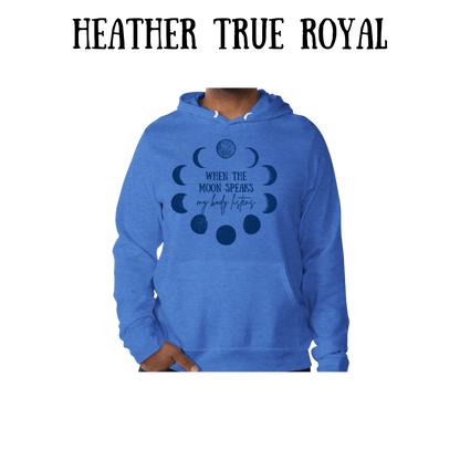 when the moon speaks - sponge fleece hoodie - blues, purples