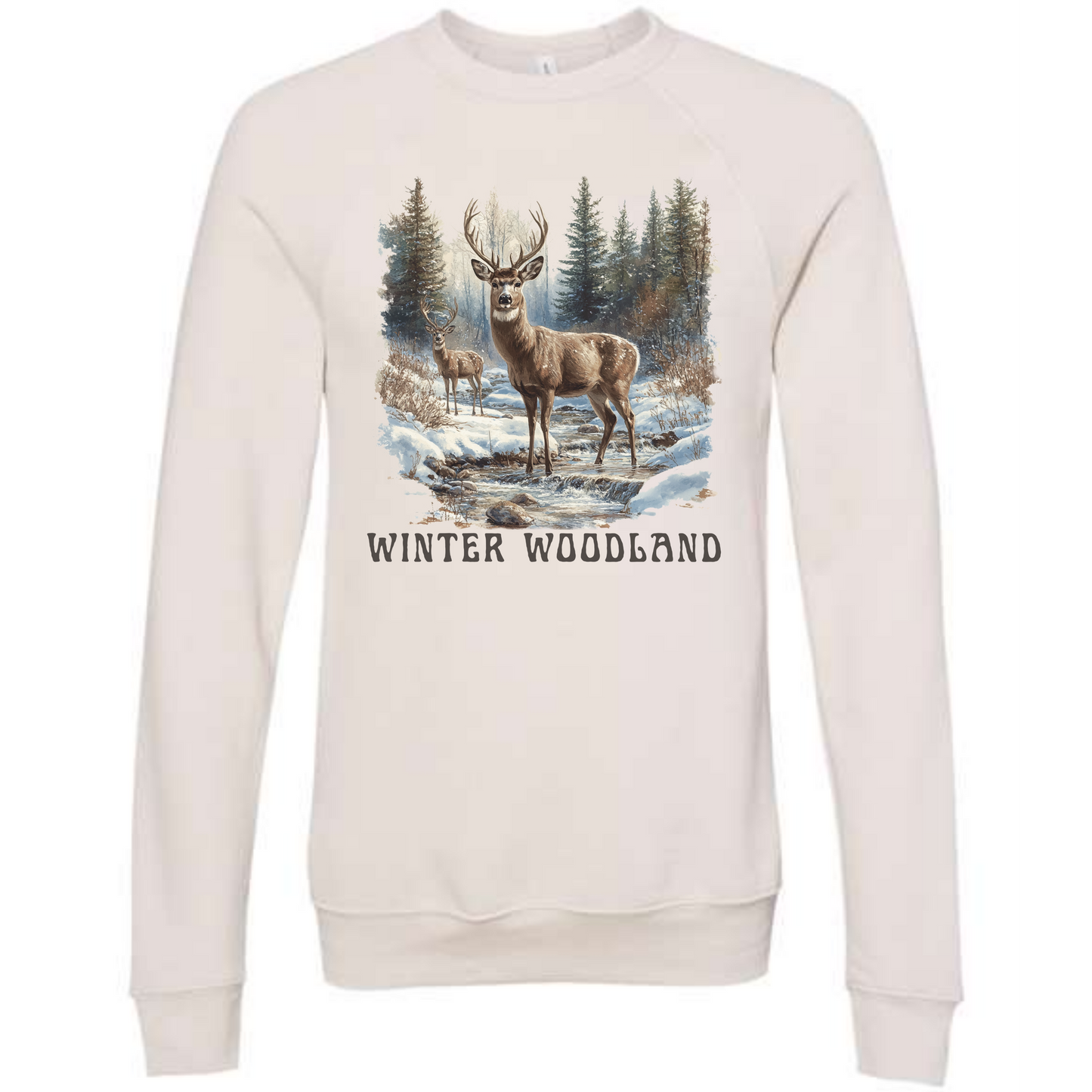 Winter Woodland - Sponge Fleece Raglan Sweatshirt - Greens, Neutrals