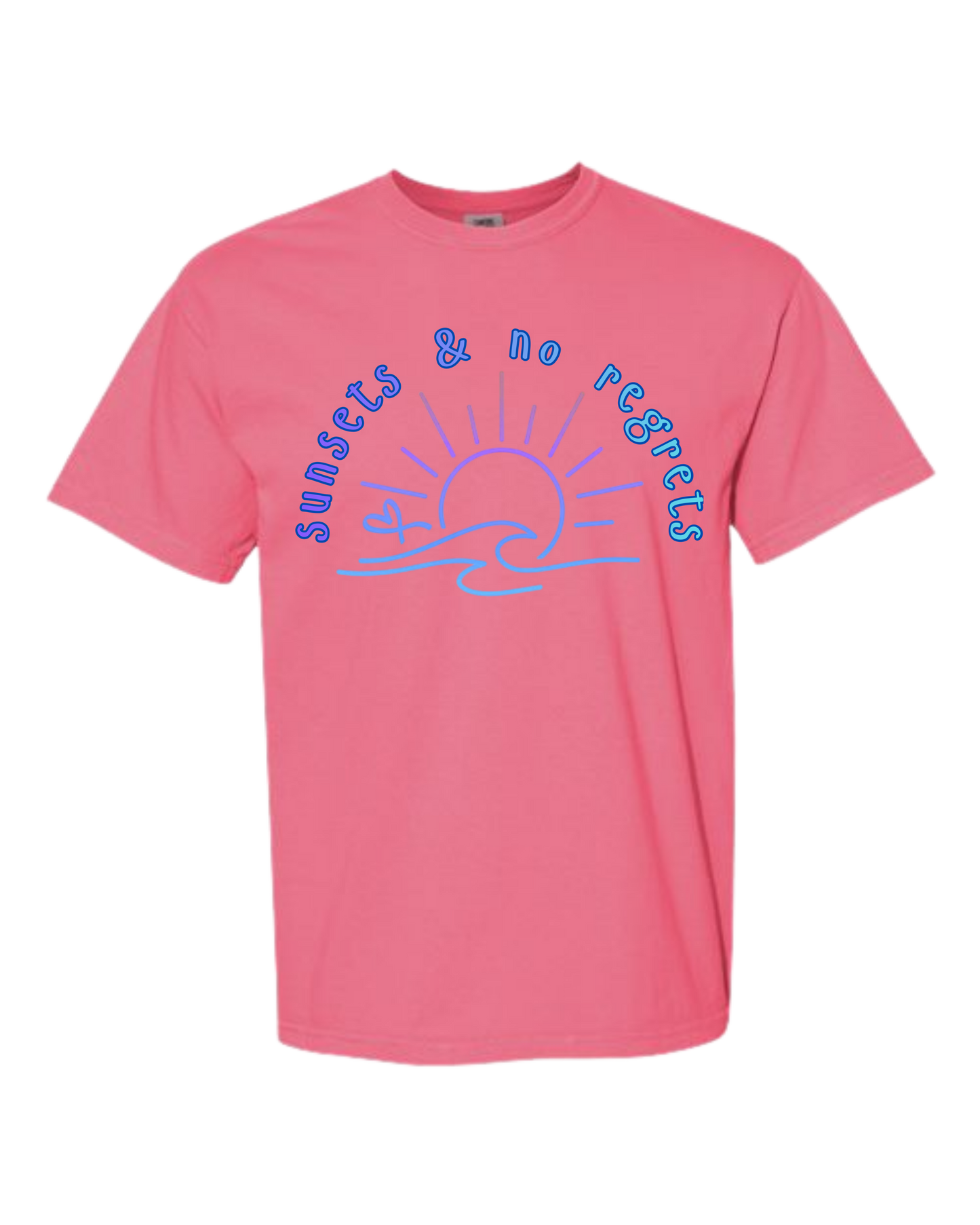 Sunsets & No Regrets - Comfort Colors - Heavyweight Unisex Tee - Pinks & Purples