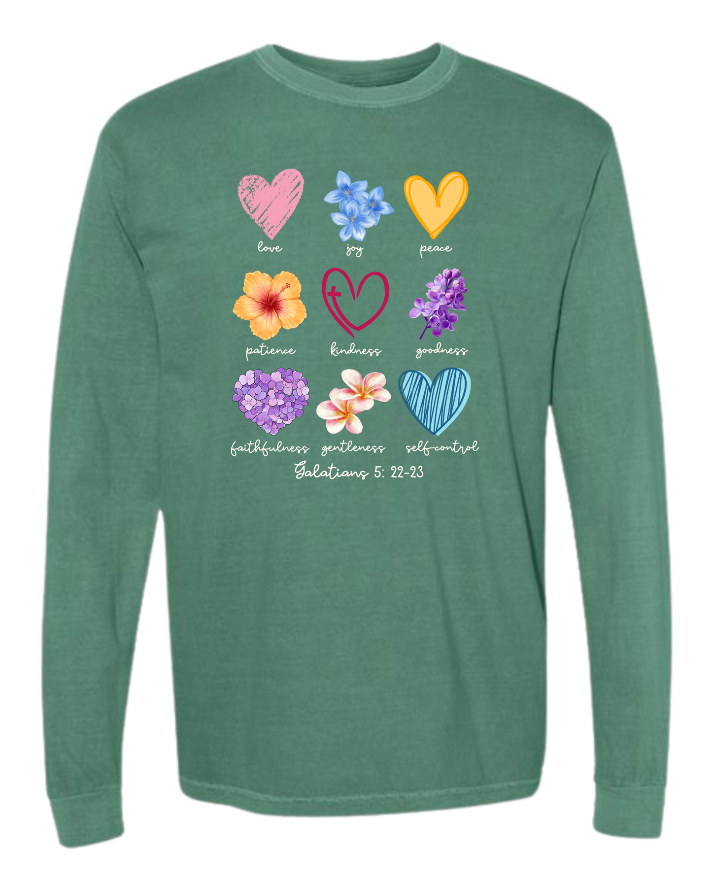 Galatians 5 - Spring - Comfort Colors - Heavyweight Long Sleeve Tee - Blues & Greens