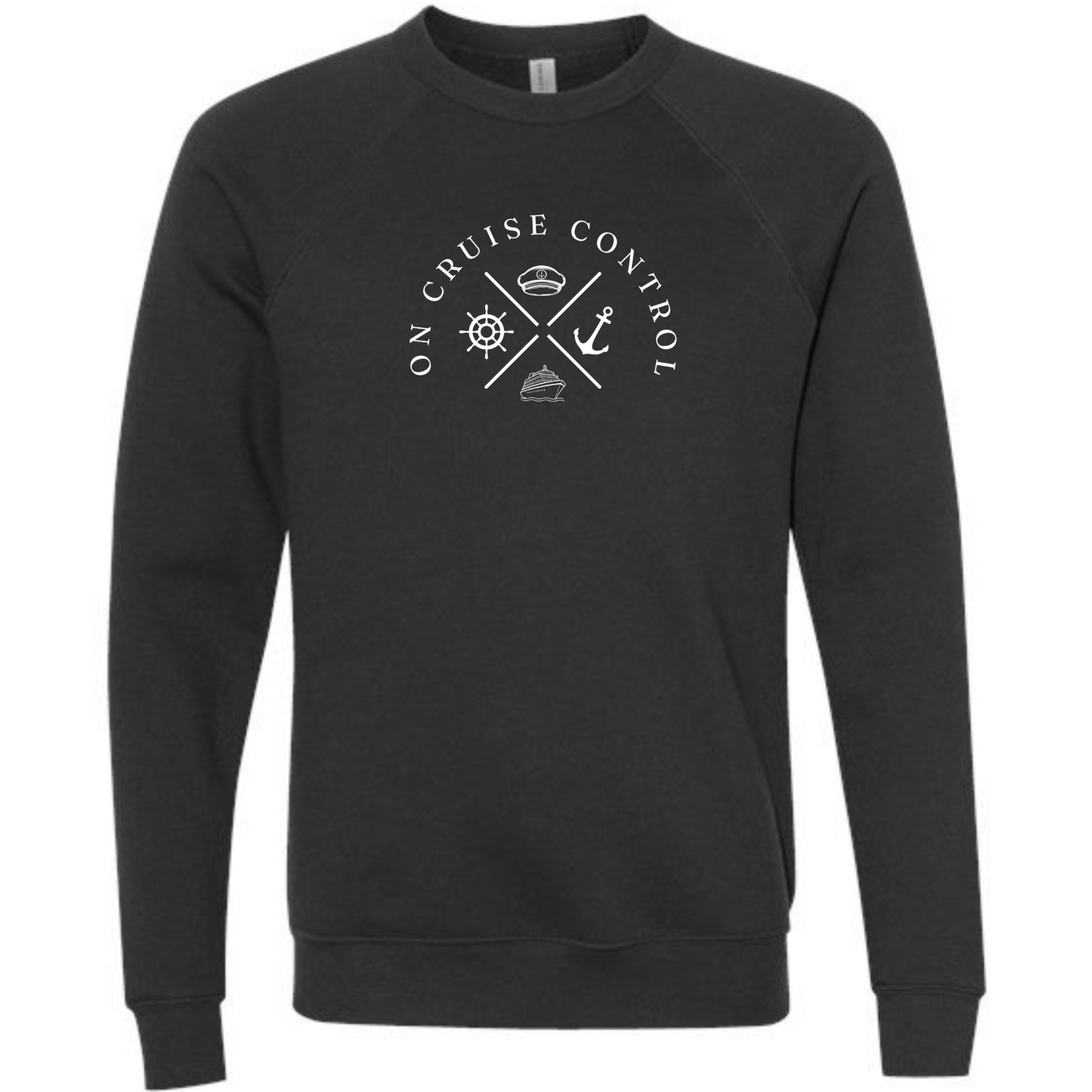 On Cruise Control - Sponge Fleece Raglan Sweatshirt - Blues, Greens, Purple, and Black