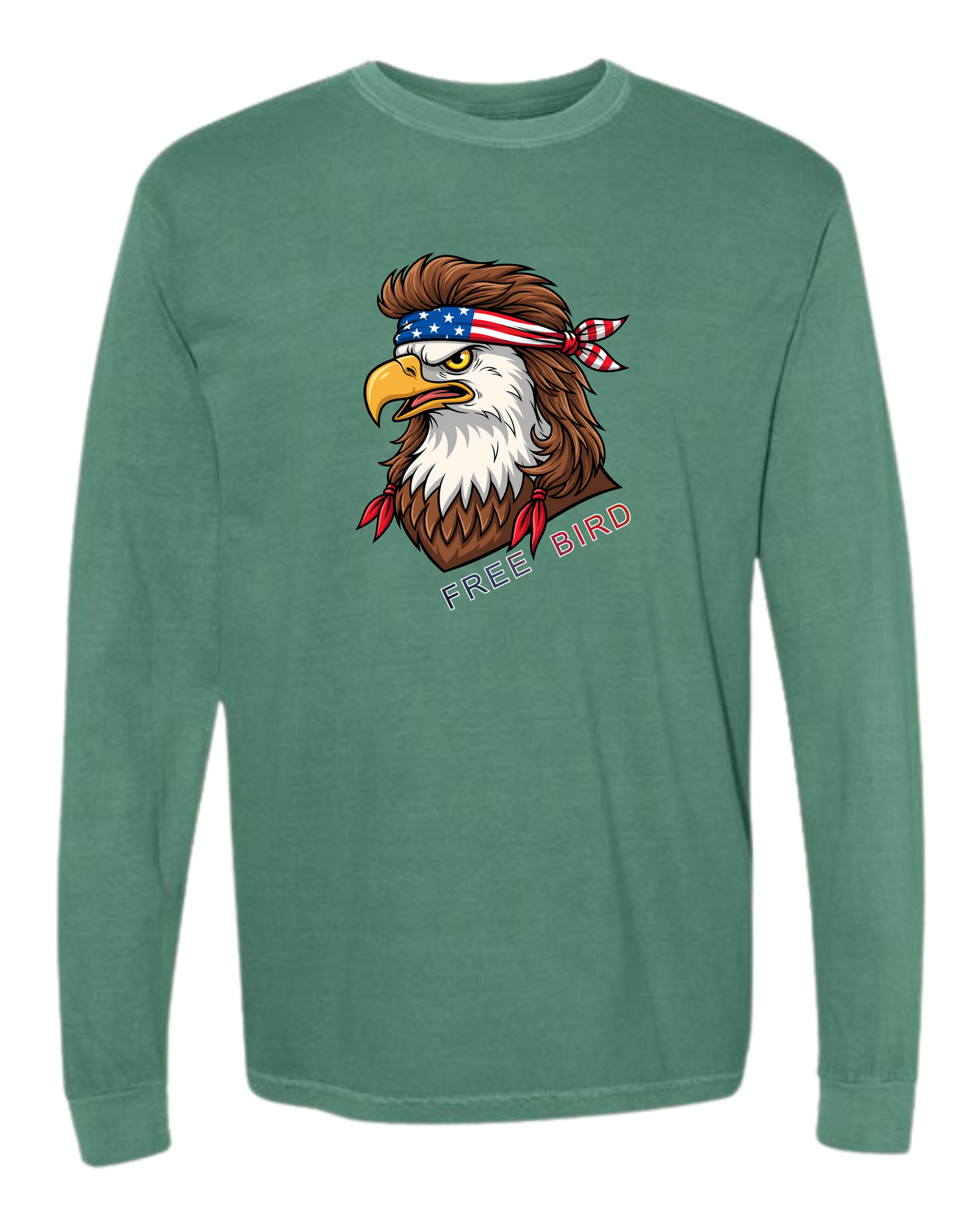 Rockin Free Bird - Comfort Colors - Heavyweight Long Sleeve Tee - Blues & Greens