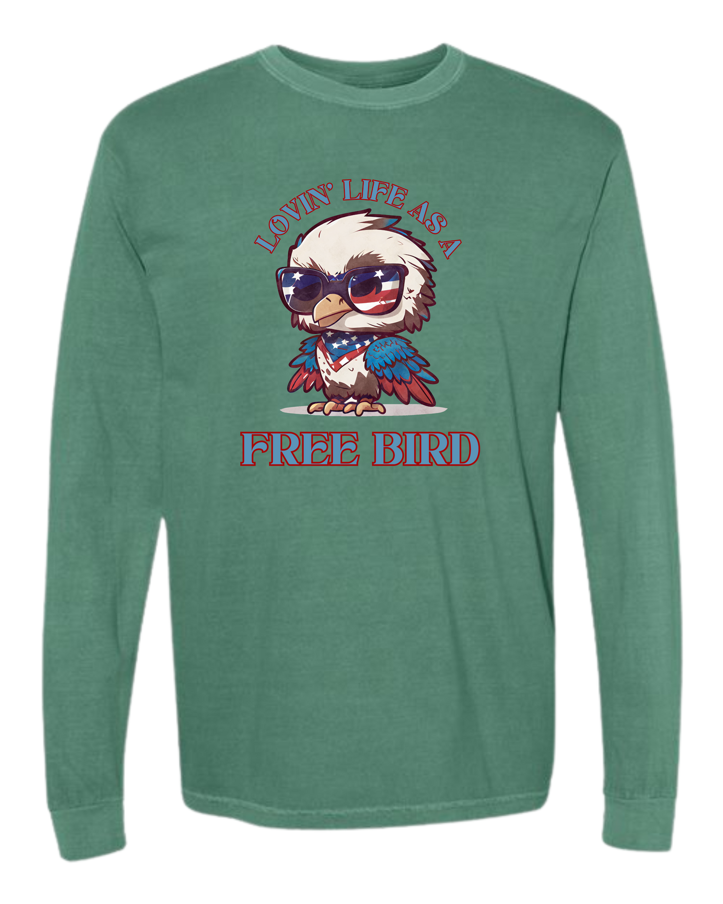 Lovin' Life as a Free Bird - Comfort Colors - Heavyweight Long Sleeve Tee - Blues & Greens