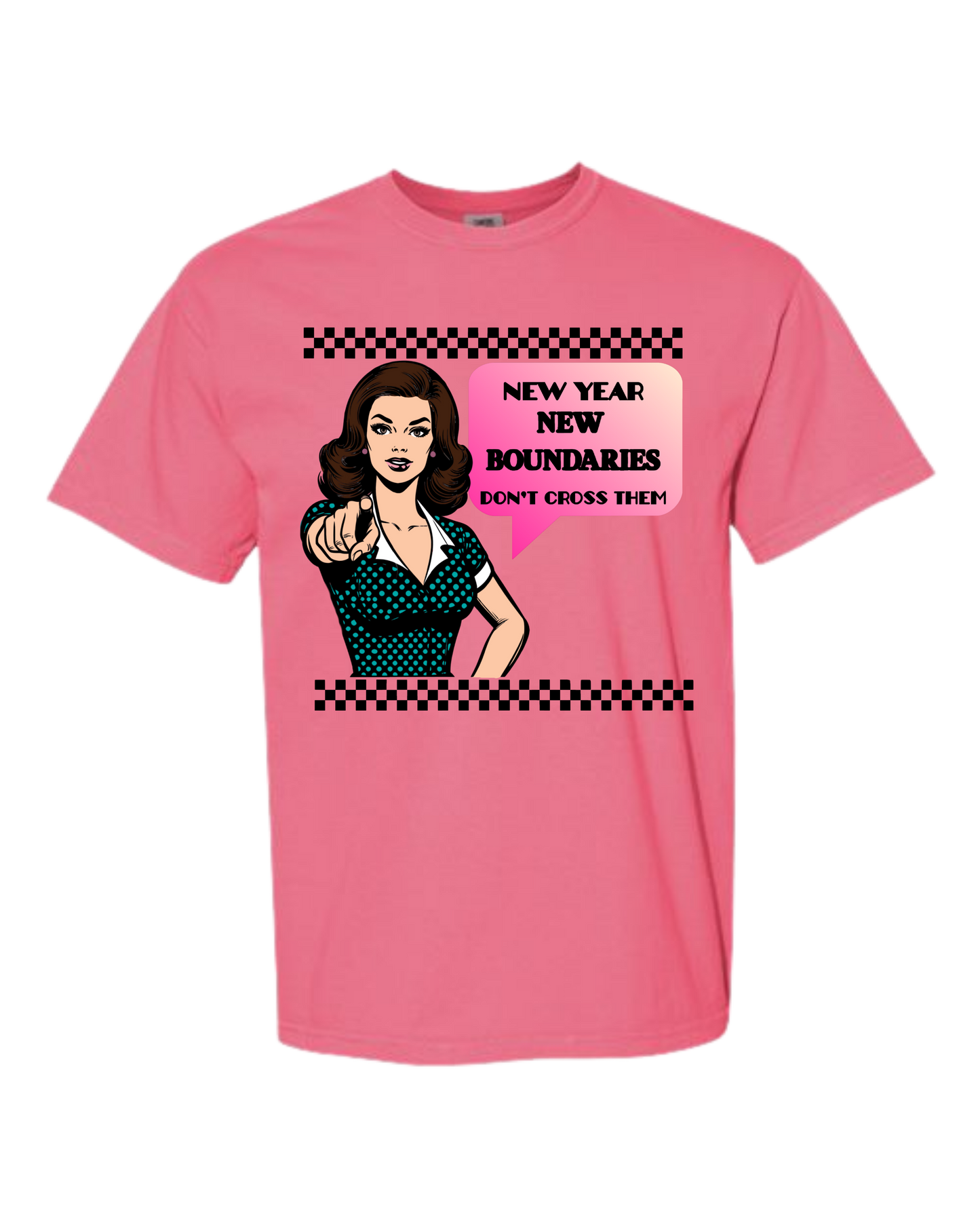 New Year New Boundaries - Comfort Colors - Heavyweight Unisex Tee - Pinks, Purples