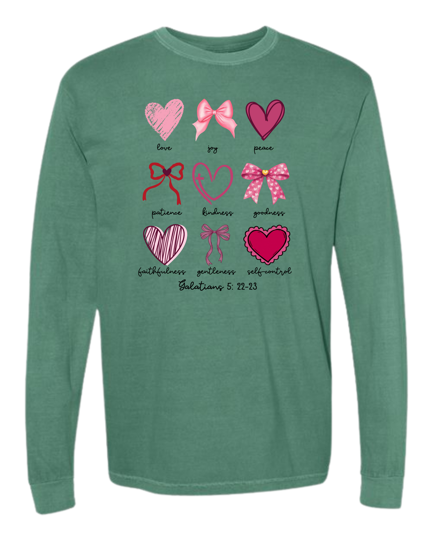 Galatians 5 - Valentines - Comfort Colors - Heavyweight Long Sleeve Tee - Blues & Greens