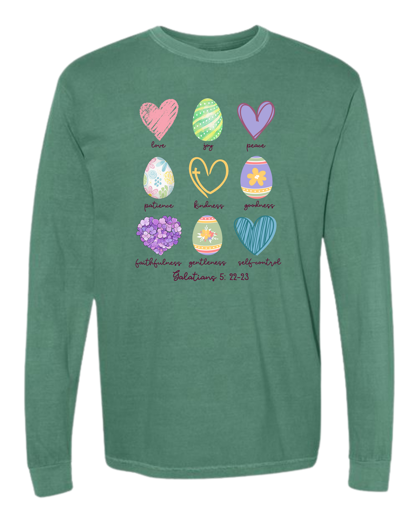 Galatians 5 - Easter - Comfort Colors - Heavyweight Long Sleeve Tee - Blues & Greens