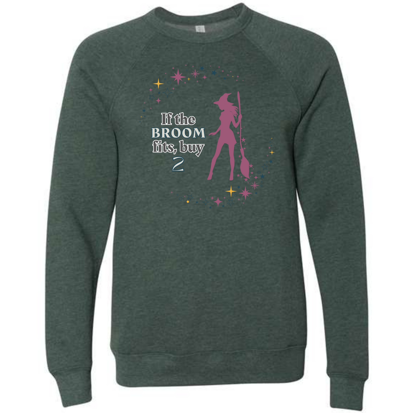 If The Broom Fits - Sponge Fleece Raglan Sweatshirt - Greens, Neutrals